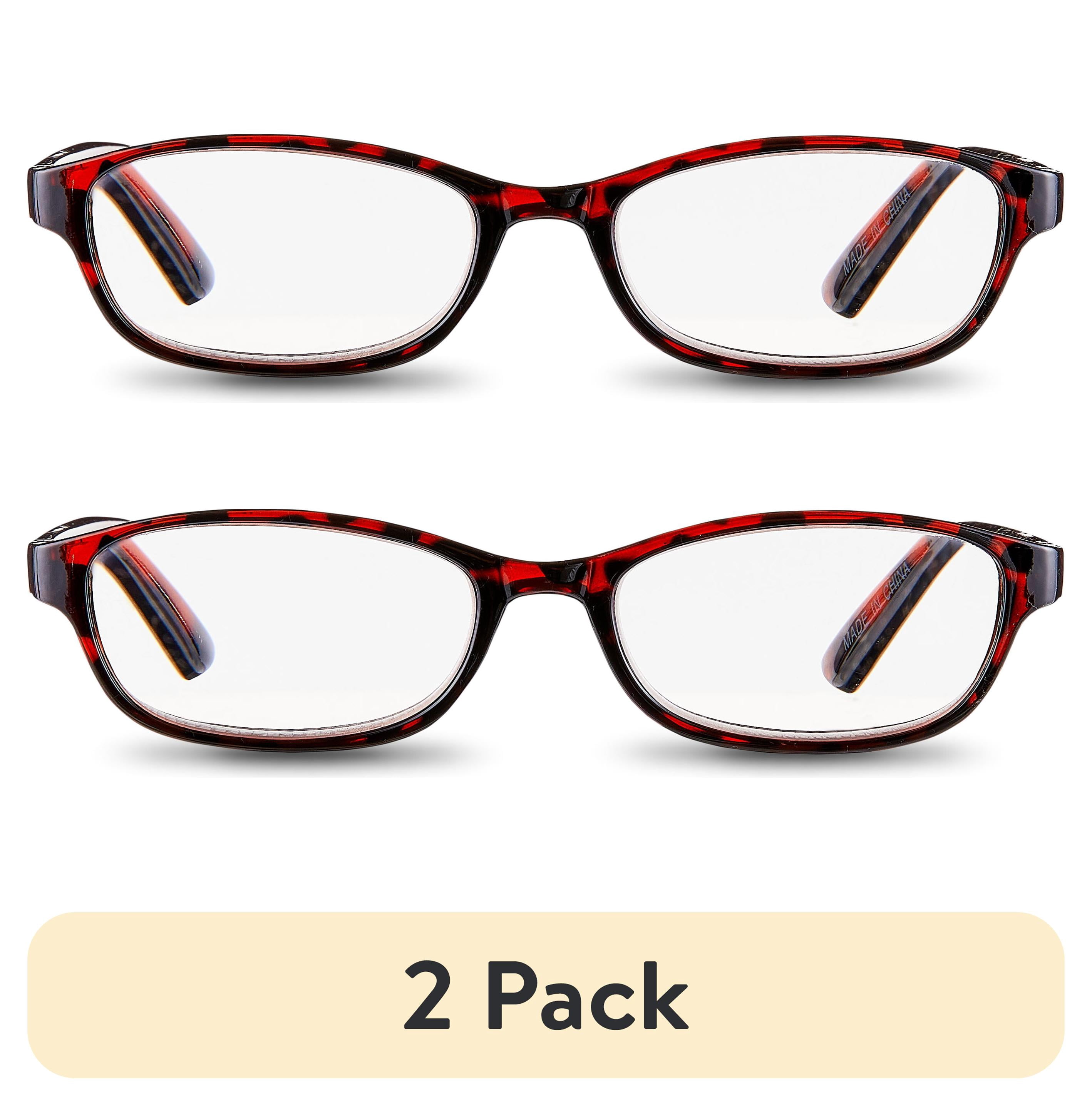 (2 pack) Equate Women's Rectangular Reading Glasses, Black/Wine/Tortoise, +3.00, 3 Pack