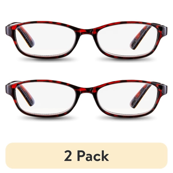 (2 pack) Equate Women's Rectangular Reading Glasses, Black/Wine/Tortoise, +3.00, 3 Pack