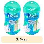 (2 pack) Equate Women's 4-Blade Disposable Razors, Color May Vary, 3 Count
