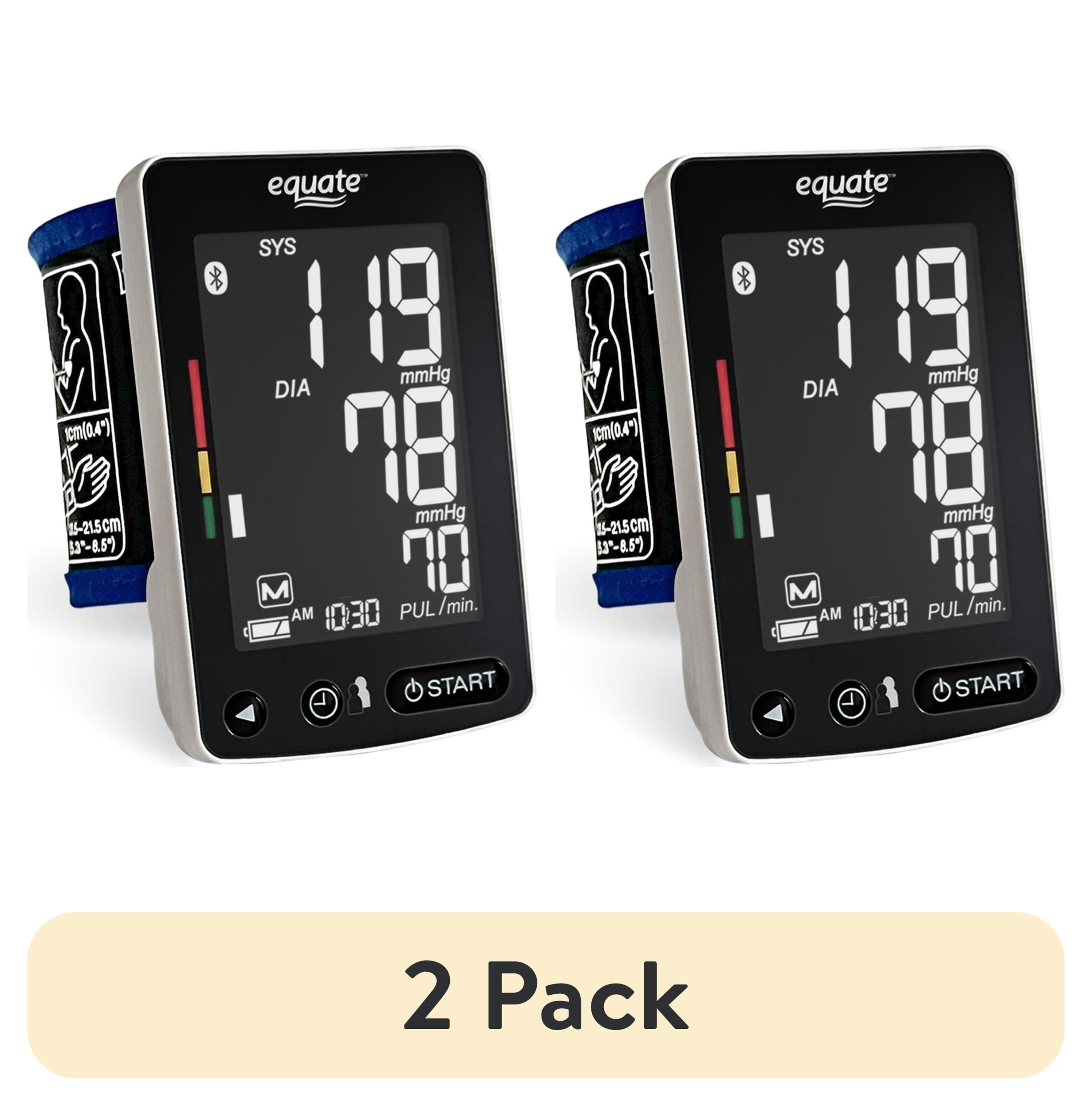 (2 pack) Equate 6500 Series Wrist Blood Pressure Monitor with Bluetooth Wireless Technology and Irregular Heartbeat Detection
