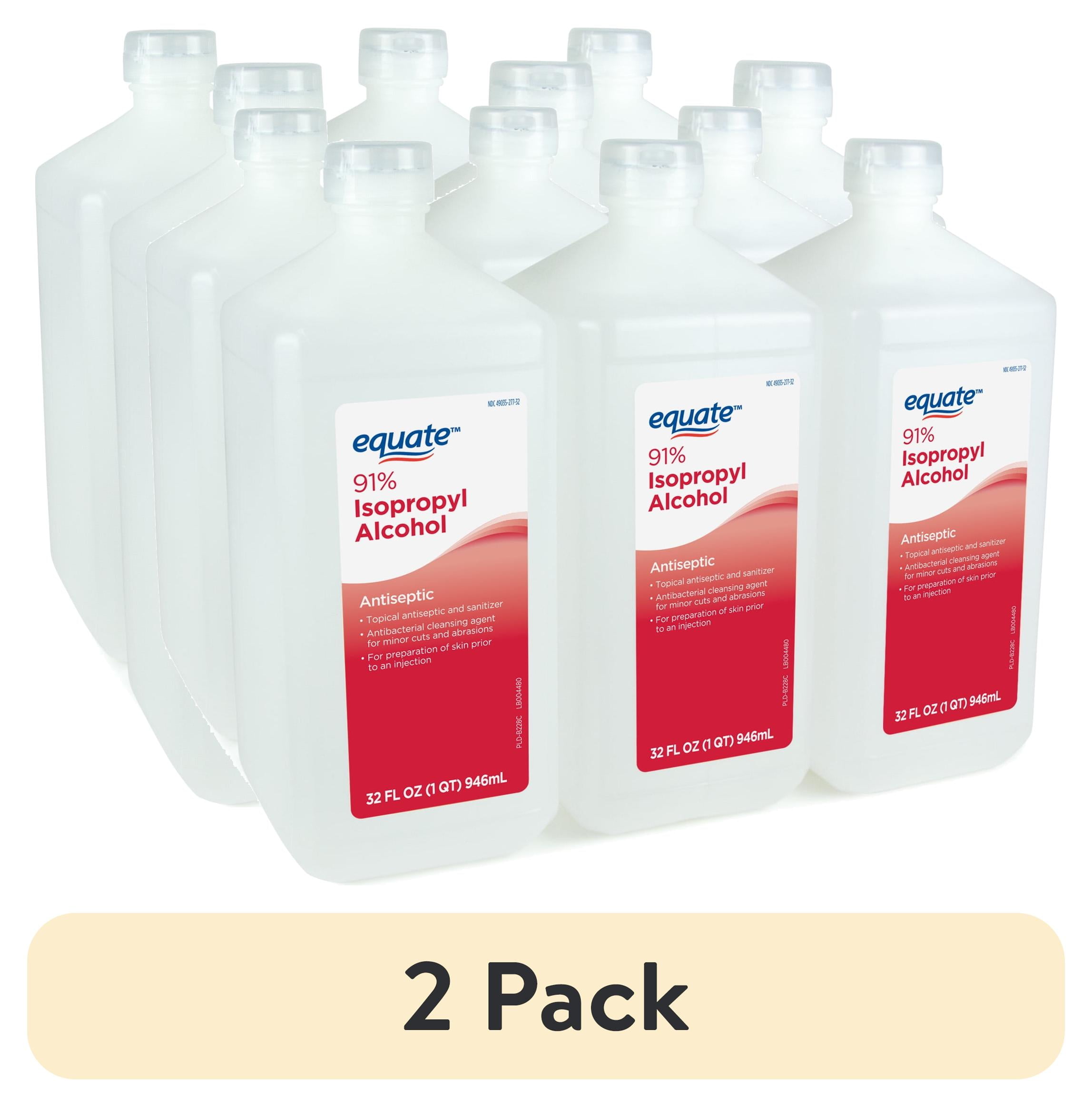 (2 pack) Equate 91% Isopropyl Alcohol Antiseptic Liquid, 6 PACK, (6 x 32 fl oz)