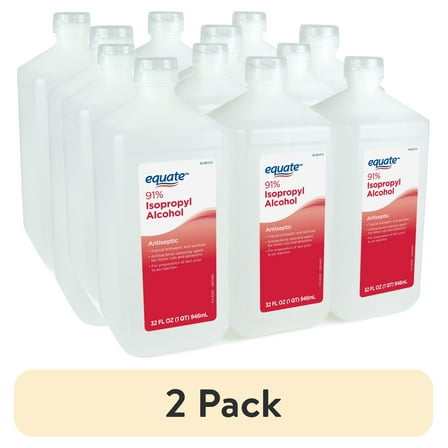 (2 pack) Equate 91% Isopropyl Alcohol Antiseptic Liquid, 6 PACK, (6 x 32 fl oz)