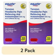 (2 pack) Equate Tension Headache Pain Relieving Aid Acetaminophen and Caffeine Caplets, 100 Count, Compare to Excedrin® Tension Headache Active Ingredients