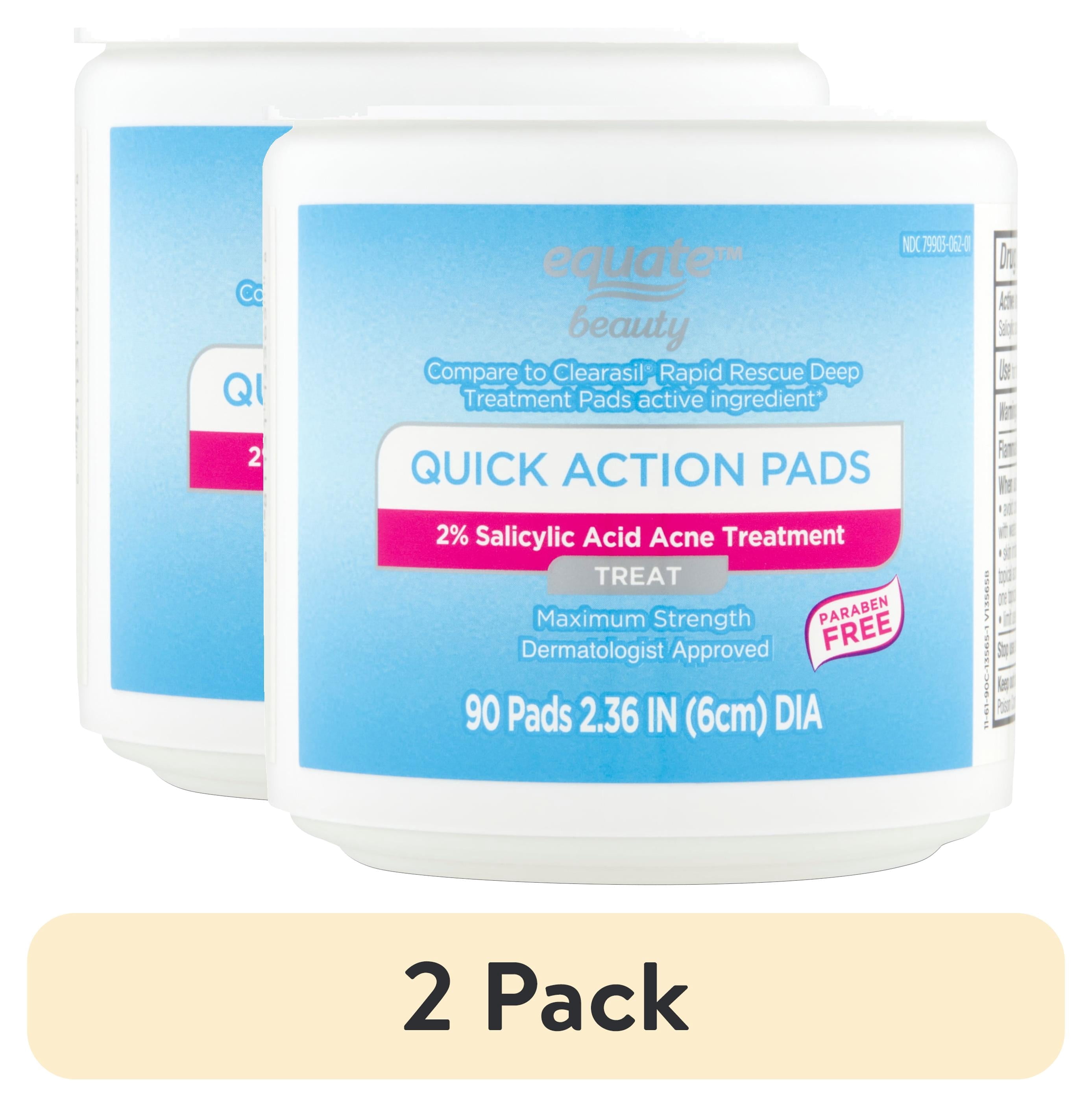 (2 pack) Equate Acne Pads for Oily Skin, Quick Action, Maximum Strength, Paraben-Free, 90 Count