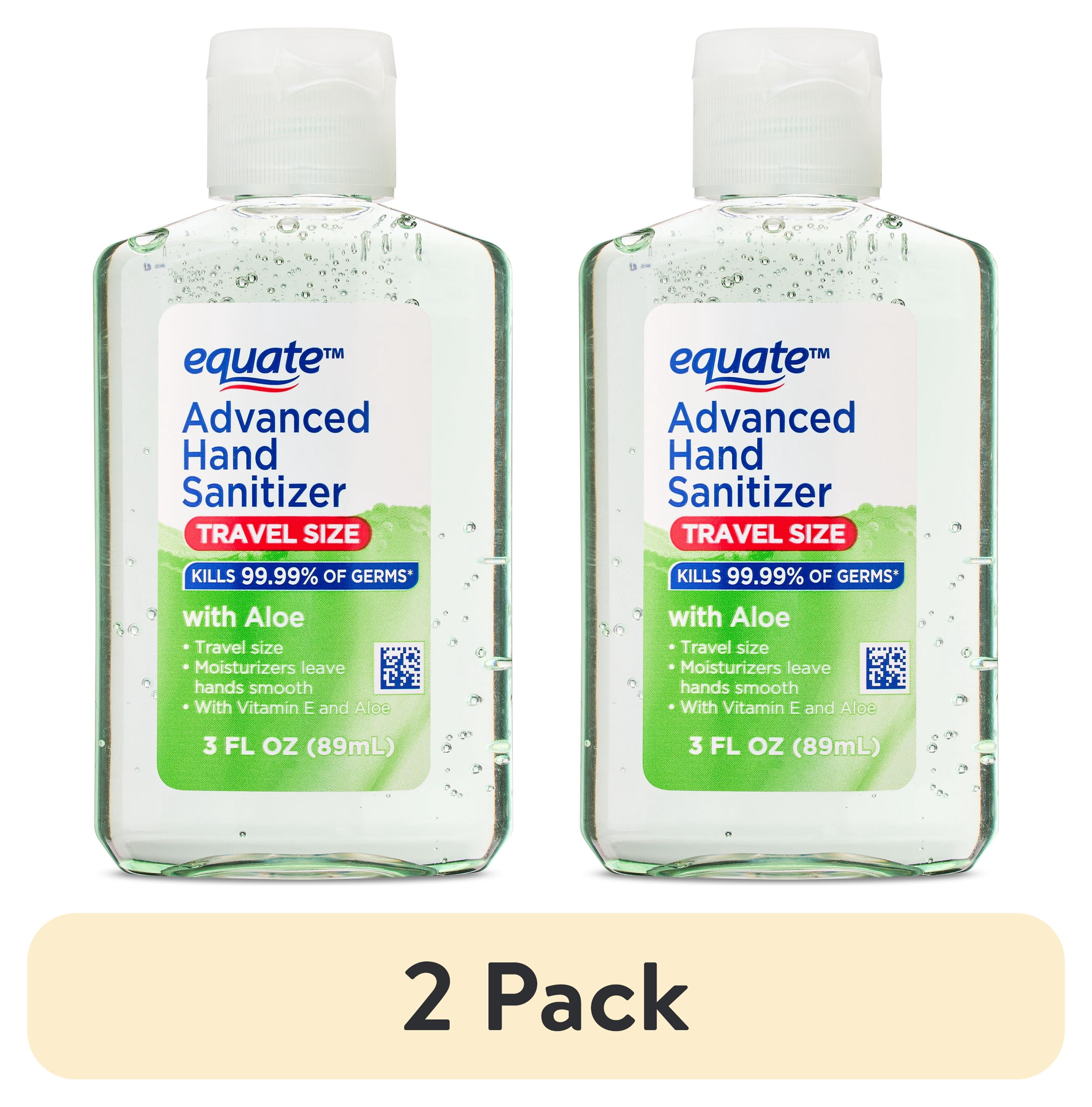 (2 pack) Equate Advanced Hand Sanitizer with Aloe, Travel Size, 3 fl oz