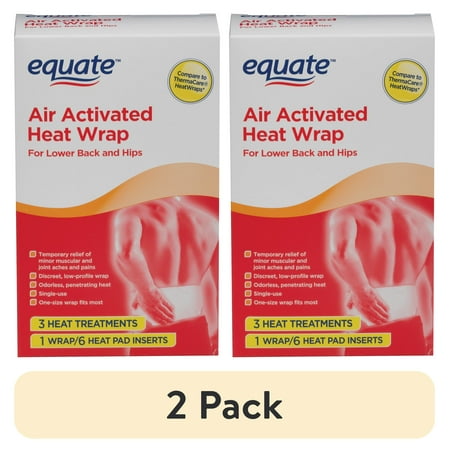 (2 pack) Equate Air Activated Heat Wrap, 3 Count (1 Wrap with 6 Pads), Compare to ThermaCare® HeatWraps