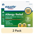 thumbnail interactive-video image 1 of (2 pack) Equate Gluten-Free Cetirizine Allergy Medicine Tablets for Allergy with 14 Tablets 24 hour, 1 of 12