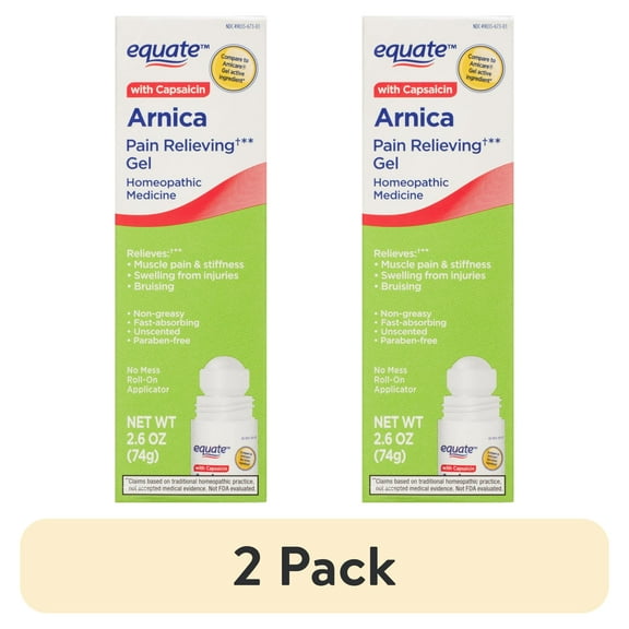 (2 pack) Equate Arnica Pain Relieving Gel with Capsaicin, 2.6 oz, Compare to Amicare Gel Active Ingredient