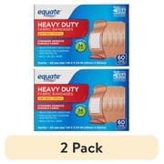 2 pack Equate Heavy Duty Fabric Antibacterial Bandages, Large, 60 Count