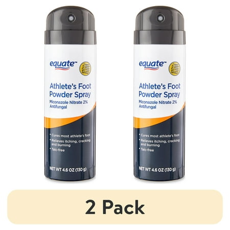 (2 pack) Equate Athlete’s Foot Antifungal Powder Spray, Miconazole Nitrate 2%, 4.6 oz, Compare to Lotrimin® AF Powder Spray Active Ingredient