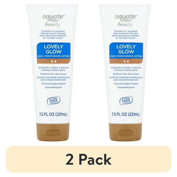 (2 pack) Equate Lovely Glow Daily Moisturizer Lotion, 7.5 fl oz, Compare to Jergens Natural Glow Firming Daily Moisturizer Medium to Tan Skin Tones