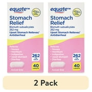 (2 pack) Equate Bismuth Subsalicylate Upset Stomach and Diarrhea Relief Caplets, 262mg, 40 Count