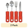 thumbnail interactive-video image 1 of (2 pack) Equate Brand Lightweight 4PC Adaptive Utensils/Cutlery Set: Includes Spoons, Knife, Fork, 1 of 7