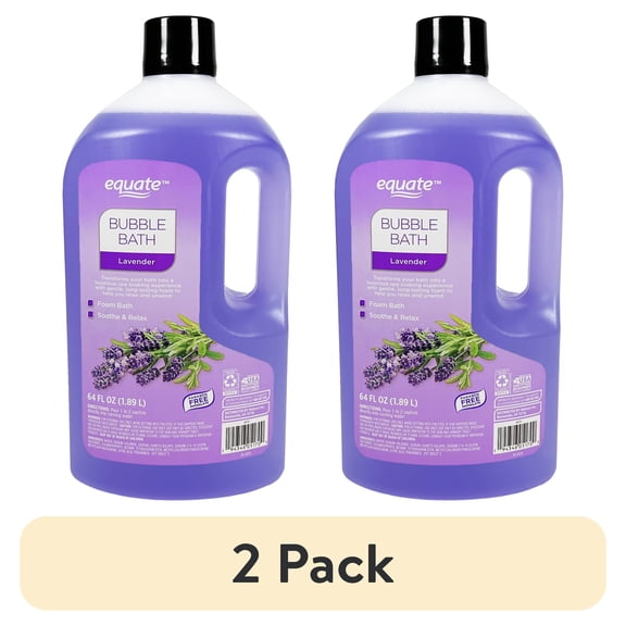 (2 pack) Equate Bubble Bath, Lavender, 64 fl oz