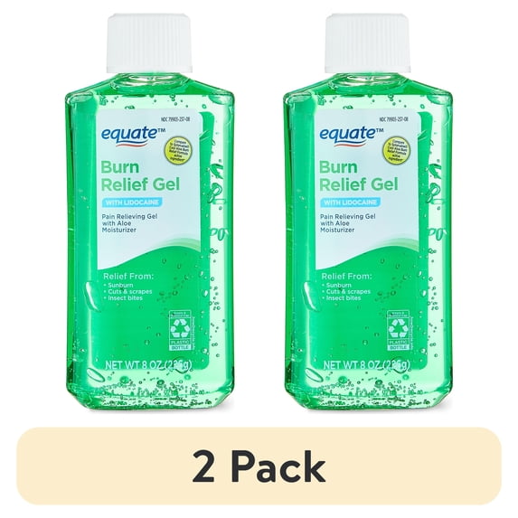 (2 pack) Equate Burn Relief Gel with Lidocaine, 8 oz