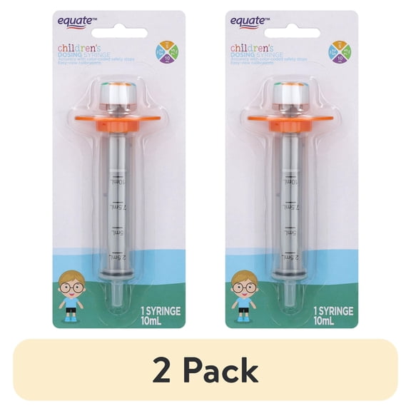 (2 pack) Equate Children's Dosing Syringe, 10 mL