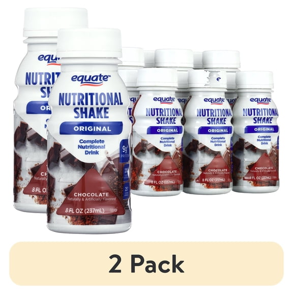 (2 pack) Equate Chocolate Original Nutritional Shake, 8 FL OZ, 6 Count