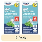 (2 pack) Equate Coated Nicotine Polacrilex Lozenges 4 mg, Ice Mint, 20 Count Stop Smoking Aid
