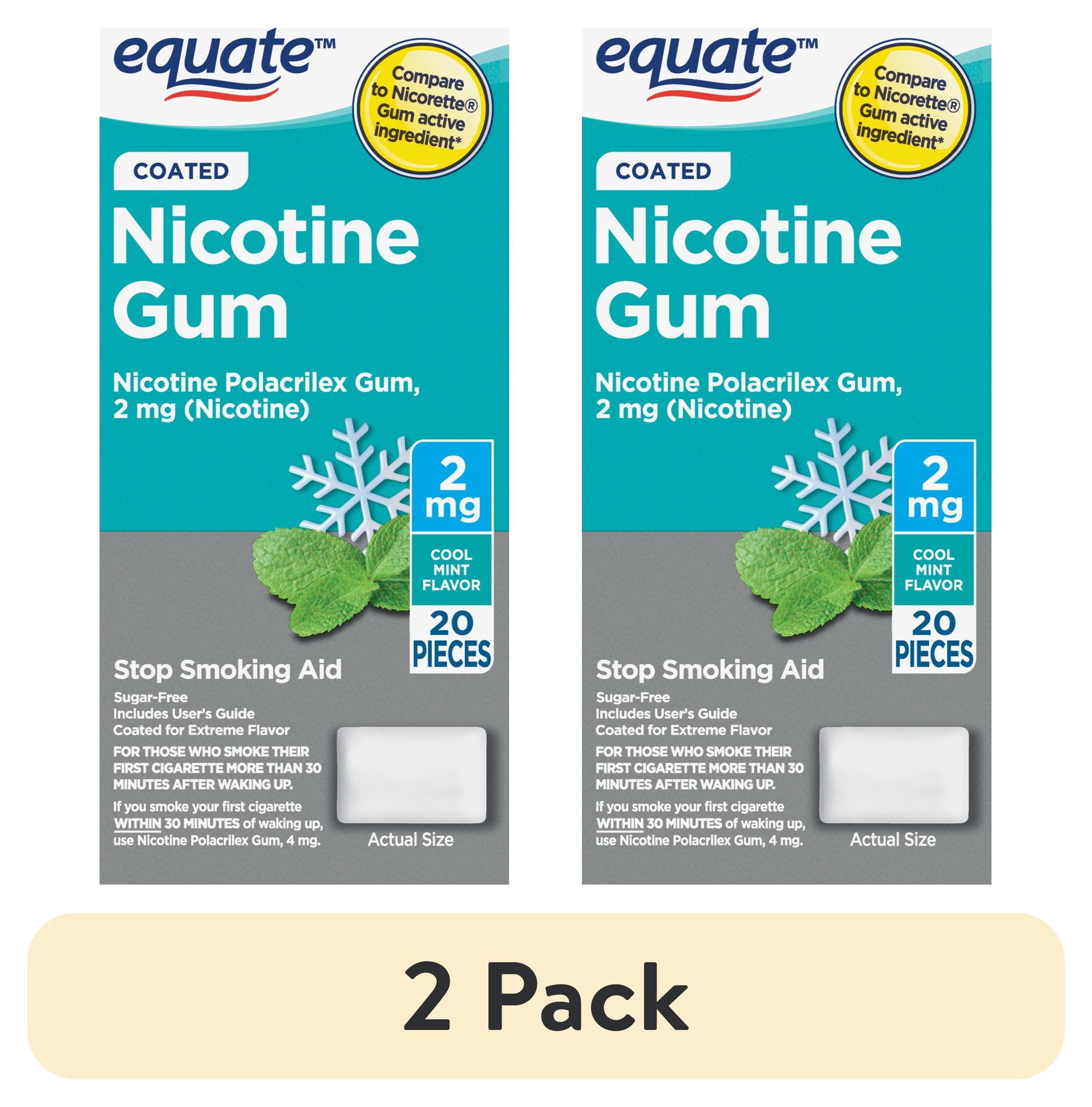 2 pack Equate Coated Nicotine Polacrilex Gum, Stop Smoking