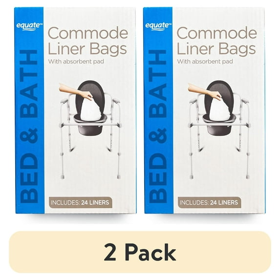 (2 pack) Equate Commode Liner Bags with Absorbent Pad, 24 Count