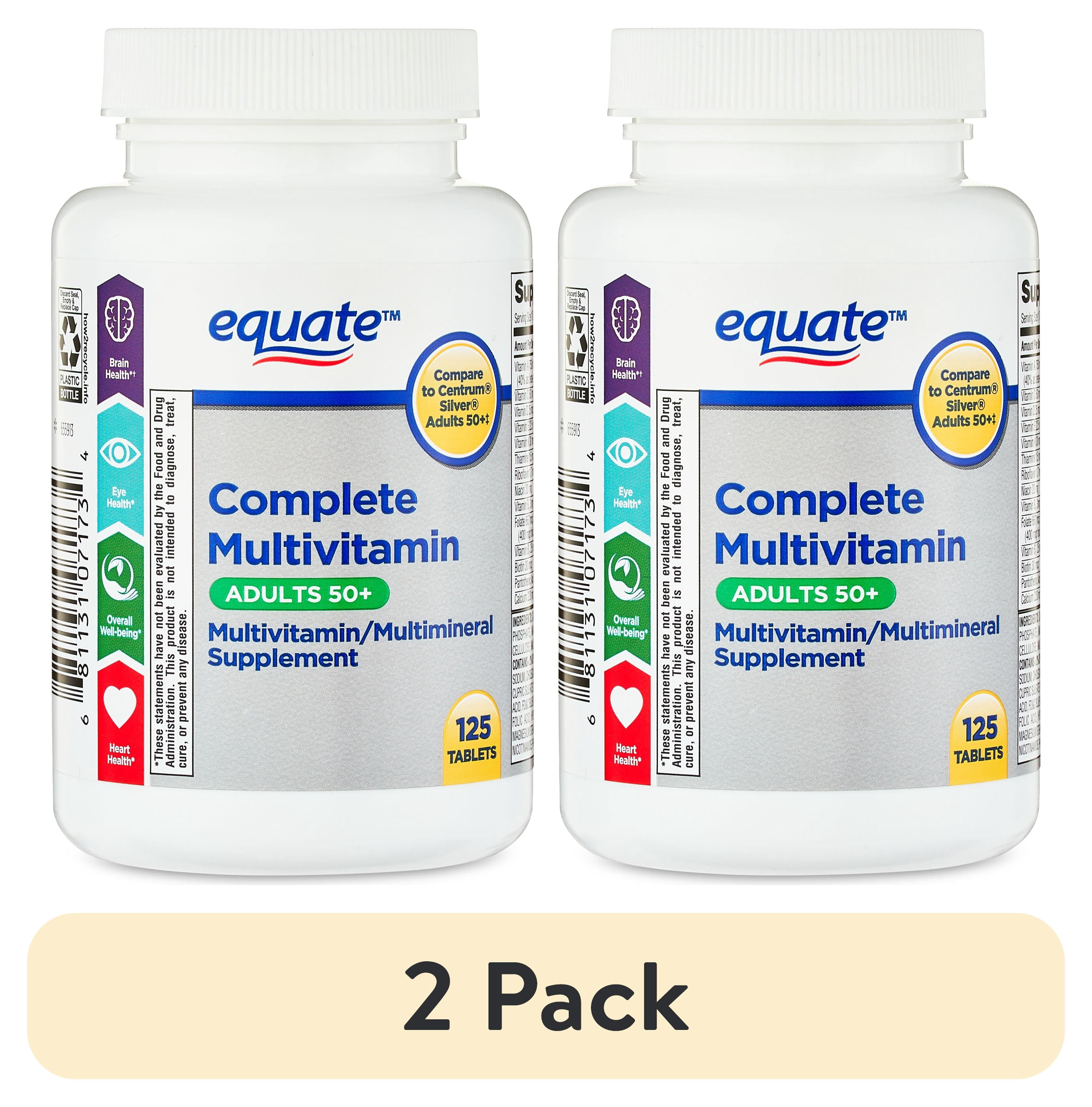 (2 pack) Equate Complete Multivitamin/Multimineral Supplement Tablets, Adults 50+, 125 Count, Compare to Centrum® Silver® Adults 50+