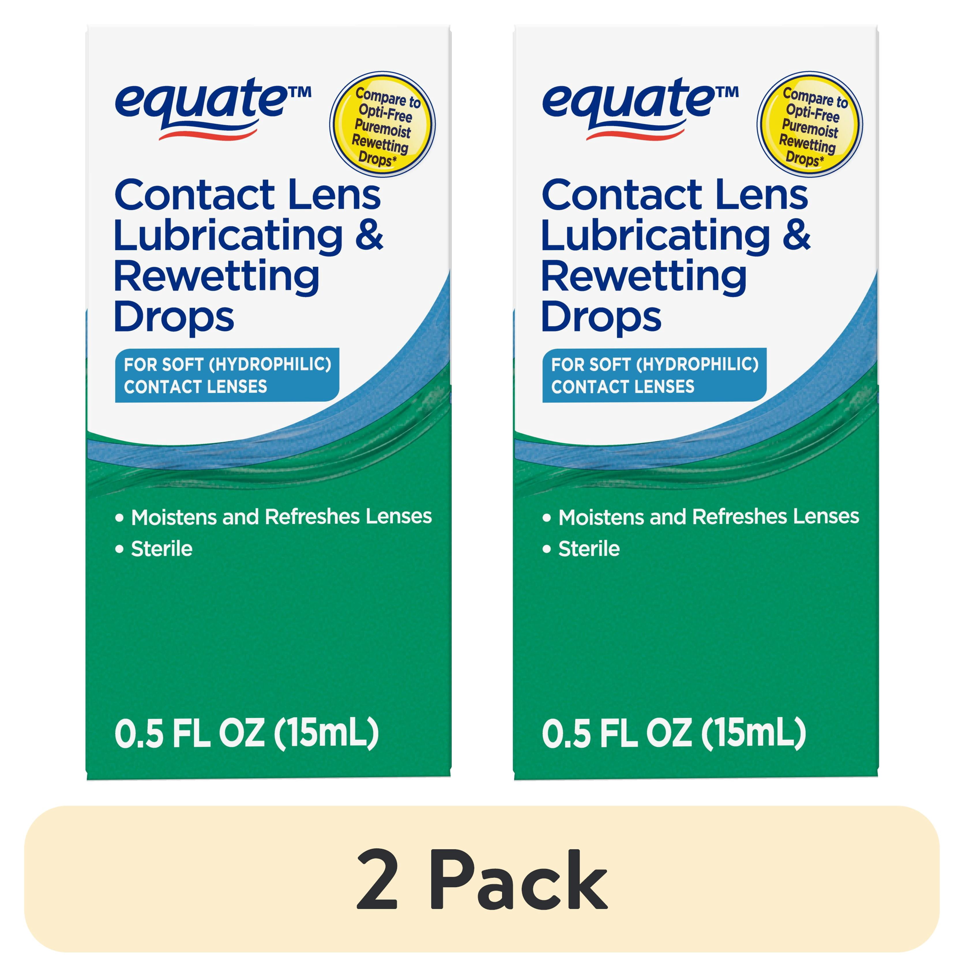 (2 pack) Equate Contact Lens Lubricating & Rewetting Drops for Soft Contact Lenses, 0.5 fl oz (15mL), Compare to Opti-Free Puremoist Rewetting Drops