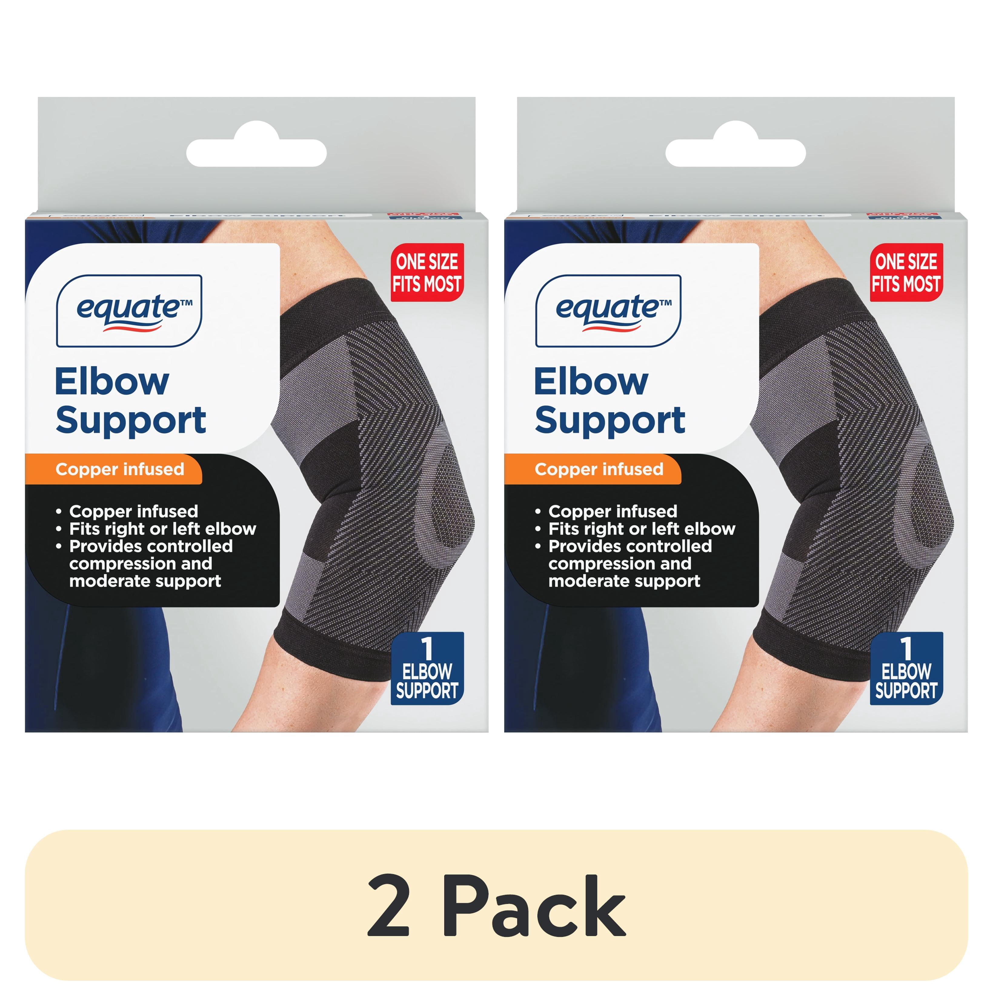 (2 pack) Equate Copper Infused Elbow Support for Compression and Moderate Support, 1 Count, One Size