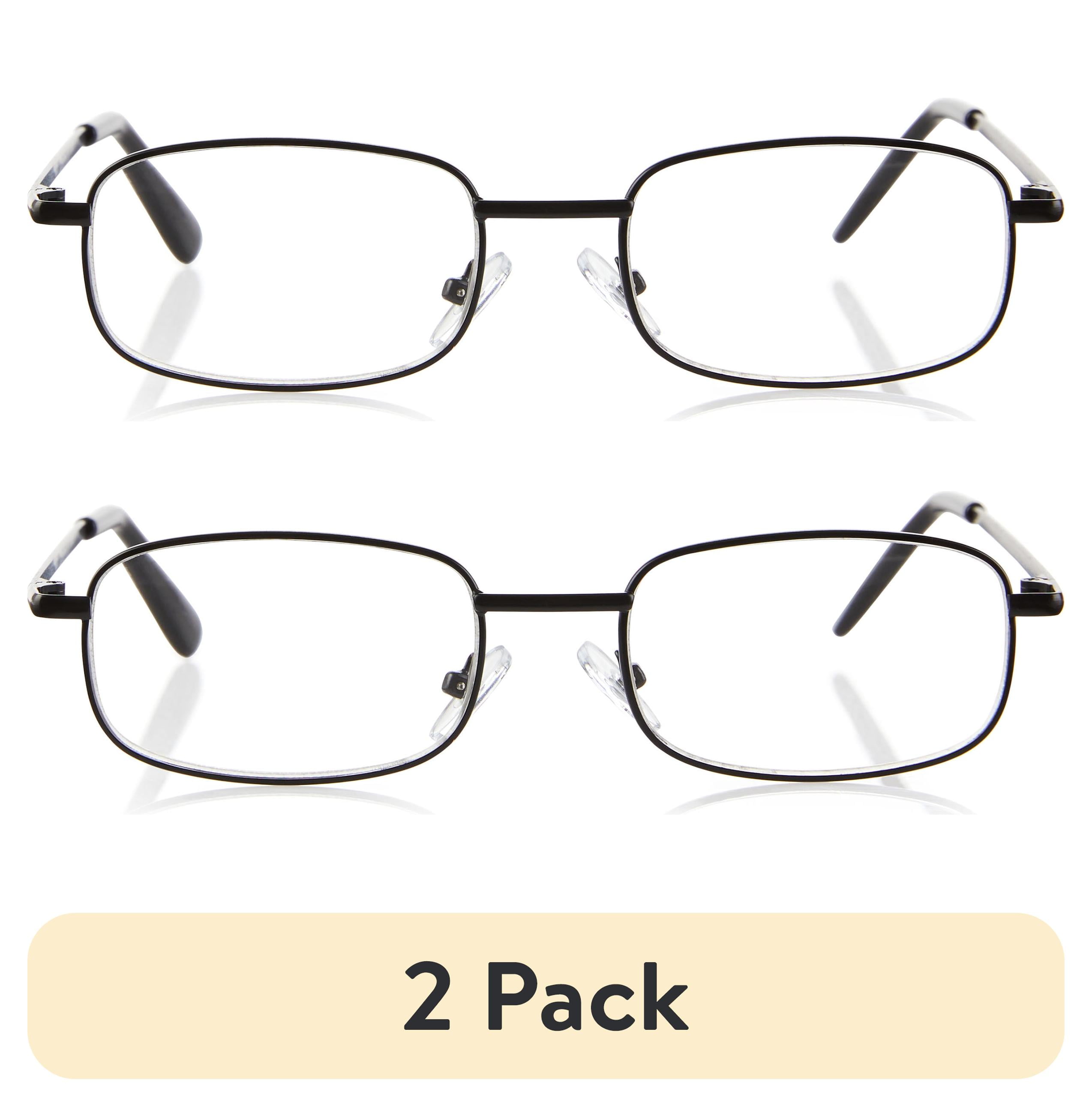 (2 pack) Equate Council Rectangular Reading Glasses, +2.50, Dark Gunmetal/Light Gunmetal/Black, 3 Pack
