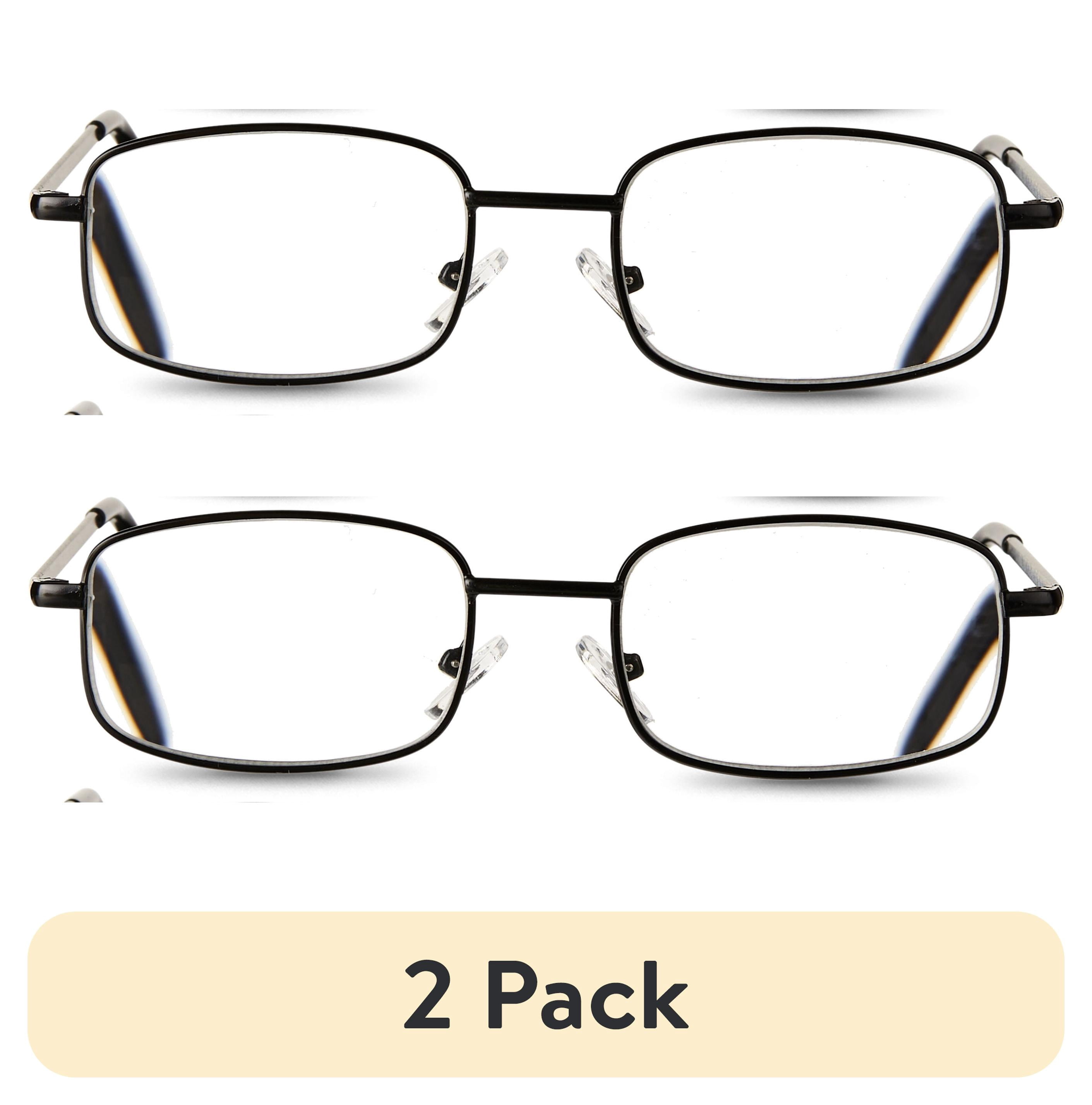 (2 pack) Equate Unisex Council Rectangular Reading Glasses, Dark Gunmetal/Light Gunmetal/Black, +3.25, 3 Pack