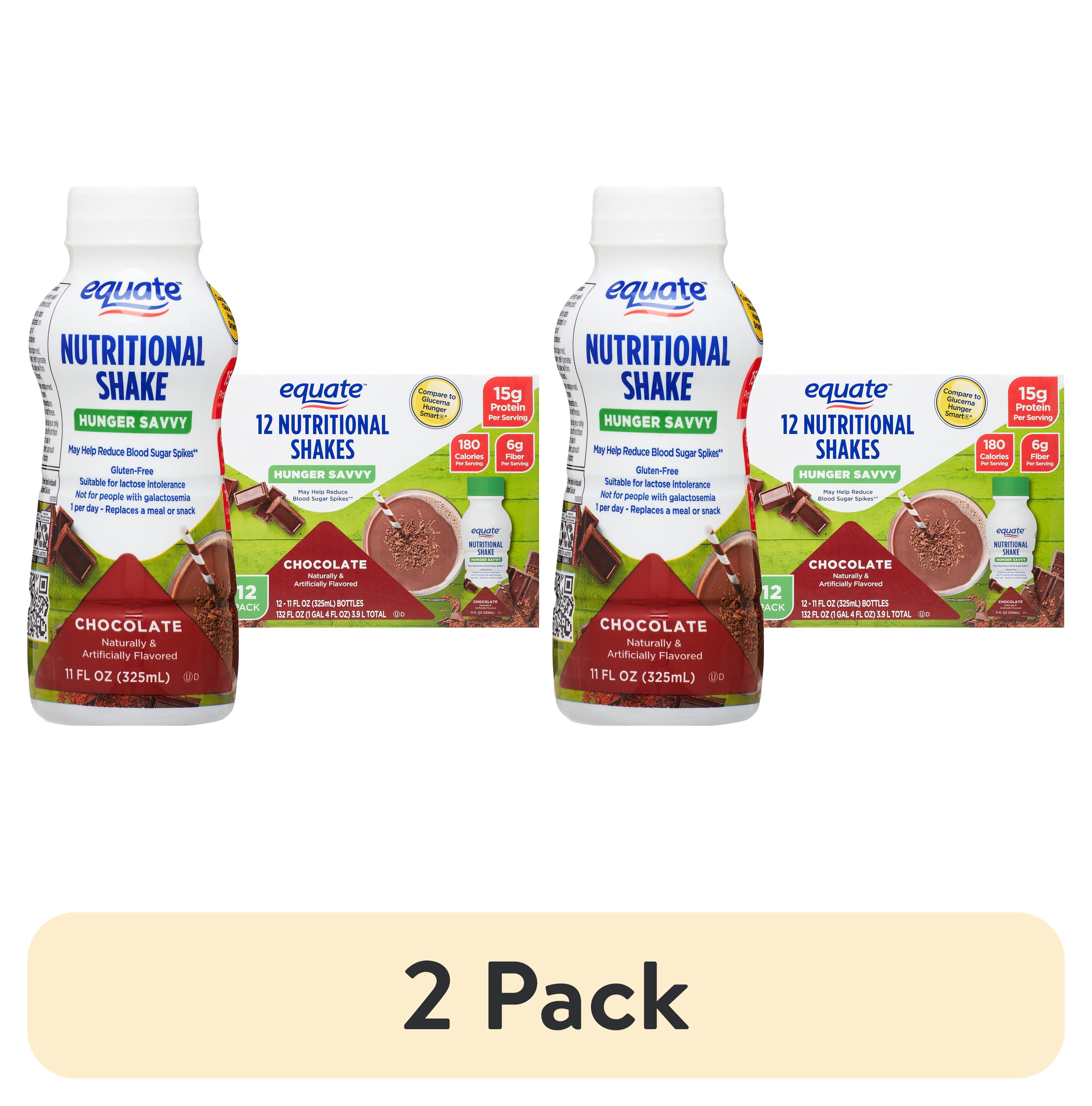 (2 pack) Equate Creamy Nutrition Shake Value Pack Trans Fat-Free, Chocolate, 12 Count