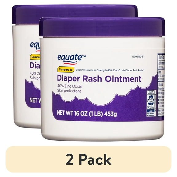 (2 pack) Equate Diaper Rash Ointment with 40% Zinc Oxide, 16 oz