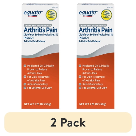 (2 pack) Equate Arthritis Pain Reliever Gel 1% Diclofenac Sodium, 1.76 oz, Compare to Voltaren® Arthritis Pain Active Ingredient