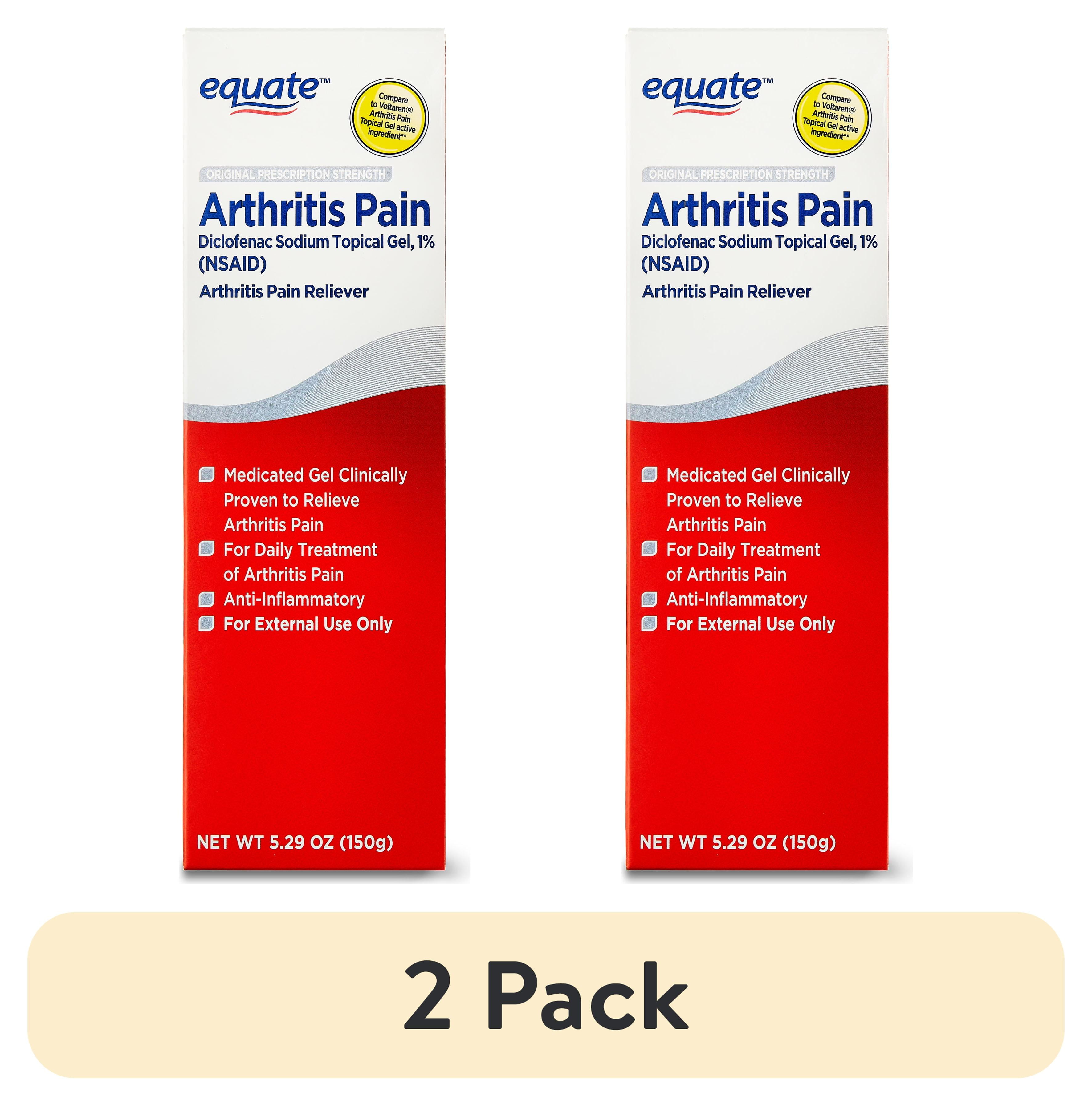 (2 pack) Equate Arthritis Pain Reliever Gel 1% Diclofenac Sodium, 5.29 oz, Compare to Voltaren Arthritis Pain Active Ingredient