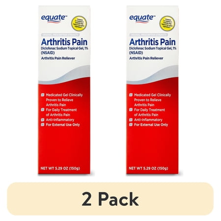(2 pack) Equate Arthritis Pain Reliever Gel 1% Diclofenac Sodium, 5.29 oz, Compare to Voltaren® Arthritis Pain Active Ingredient