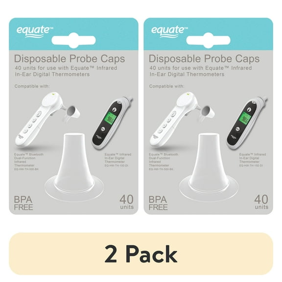 (2 pack) Equate Digital Thermometer Disposable Probe Caps, 40 Count