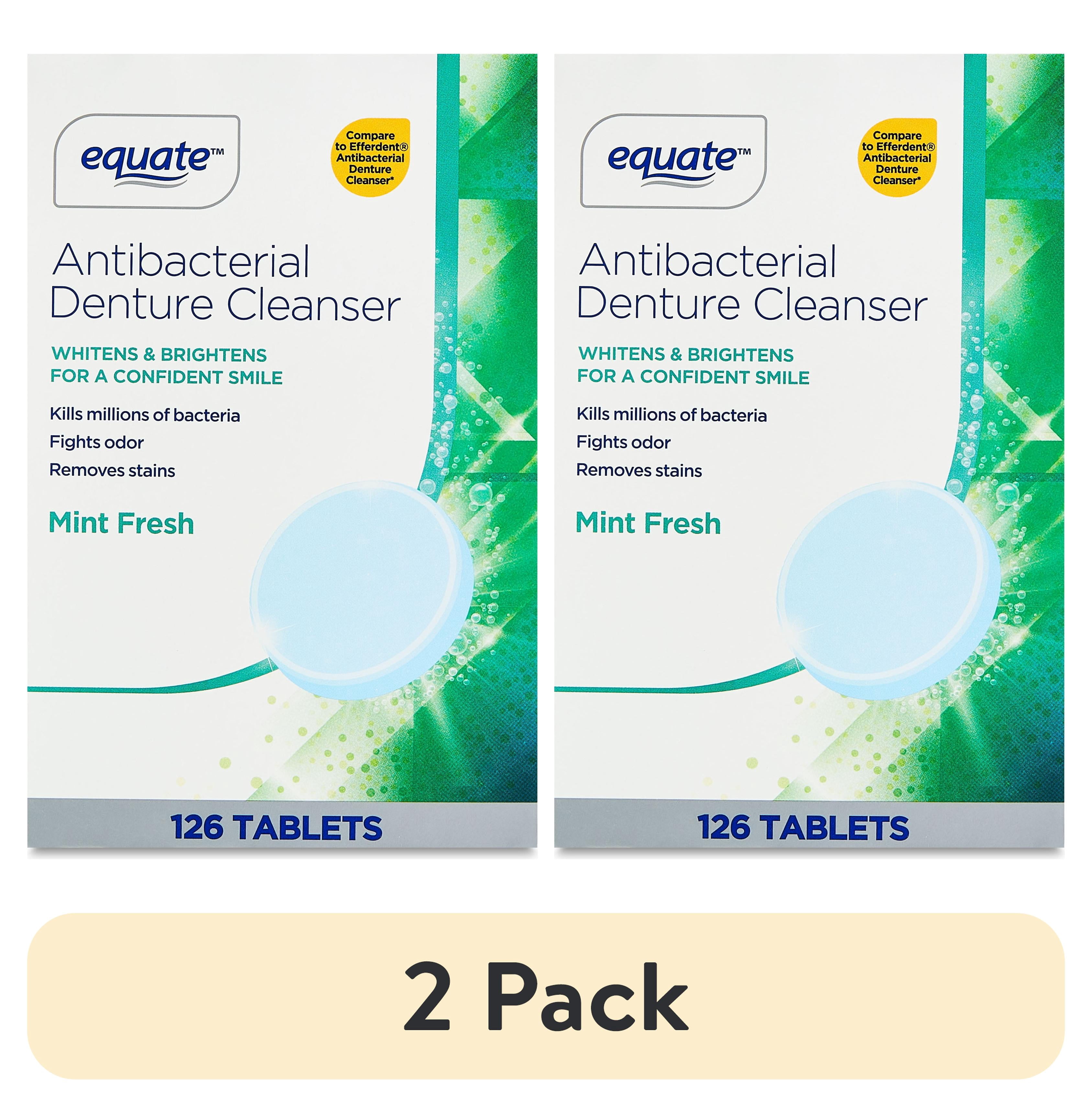 2 pack) Equate Effervescent Antibacterial Denture Cleanser Tablets