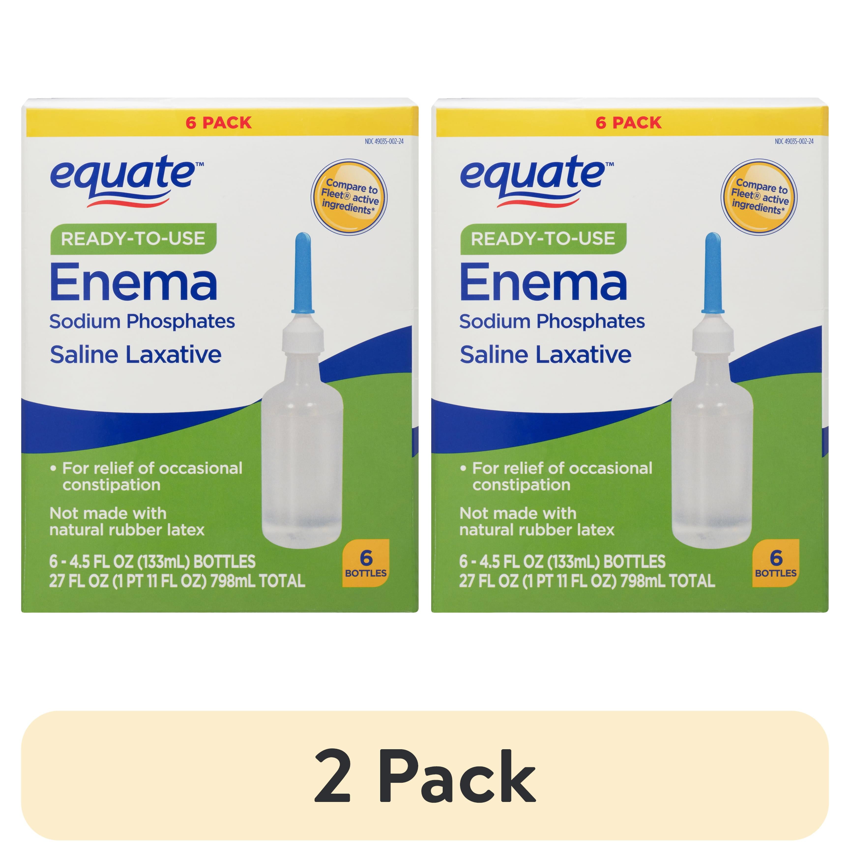 (2 pack) Equate Enema Sodium Phosphates Saline Laxative, 4.5 fl. oz., 6 Count