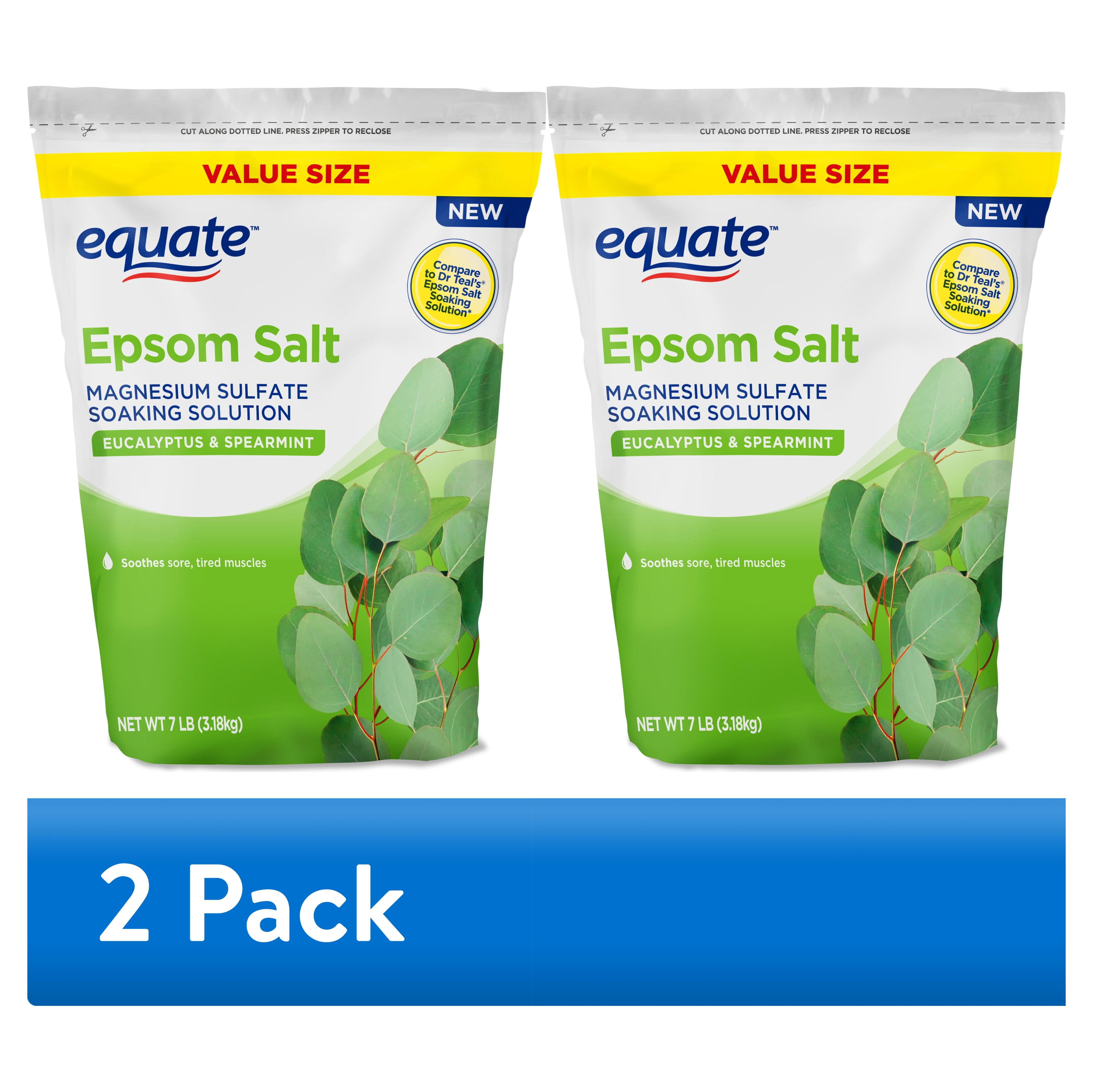 (2 pack) Equate Epsom Salt Soaking Solution, Eucalyptus and Spearmint, 7 lbs