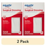 (2 pack) Equate Extra Large Absorbent Surgical Dressing, for Moderate to Heavy Wounds, 12 Count