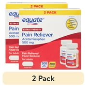 (2 pack) Equate Extra Strength Pain Reliever Acetaminophen Caplets, 500mg, Pain Reliever/Fever Reducer, 200 Count (2x100 Count), Compare to Tylenol® Extra Strength Active Ingredient