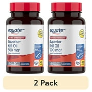 (2 pack) Equate Extra Strength Krill Oil Dietary Supplement, 500 mg, 45 Count