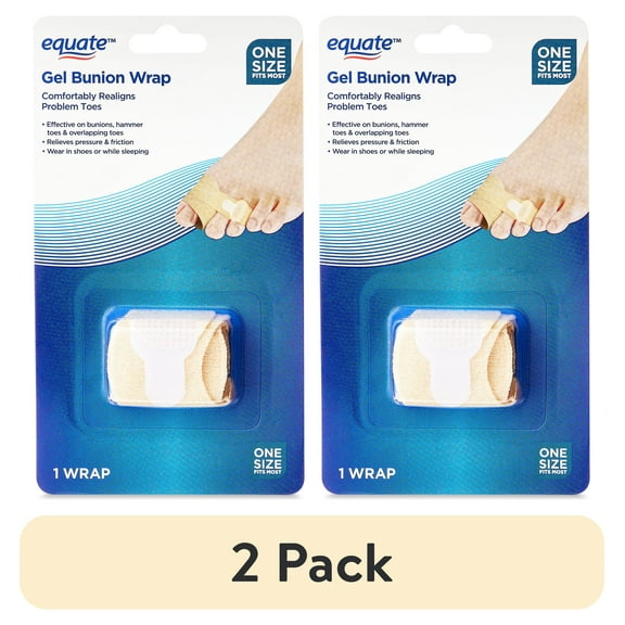 (2 pack) Equate Gel Bunion Wrap, One Size Fits Most, 1 Count