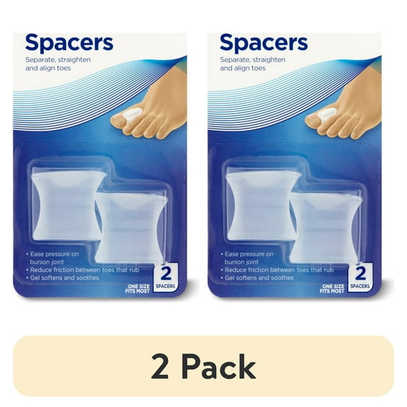 (2 pack) Equate Gel Toe Spacers, 2 Count