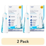 (2 pack) Equate HydroClean Cordless Water Flosser with Removable Tank and 2 Pressure Cleaning Tips, White