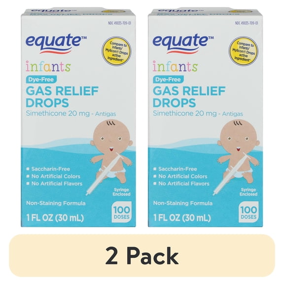 (2 pack) Equate Infants' Gas Relief Simethicone Drops, 20 mg, 100 Doses