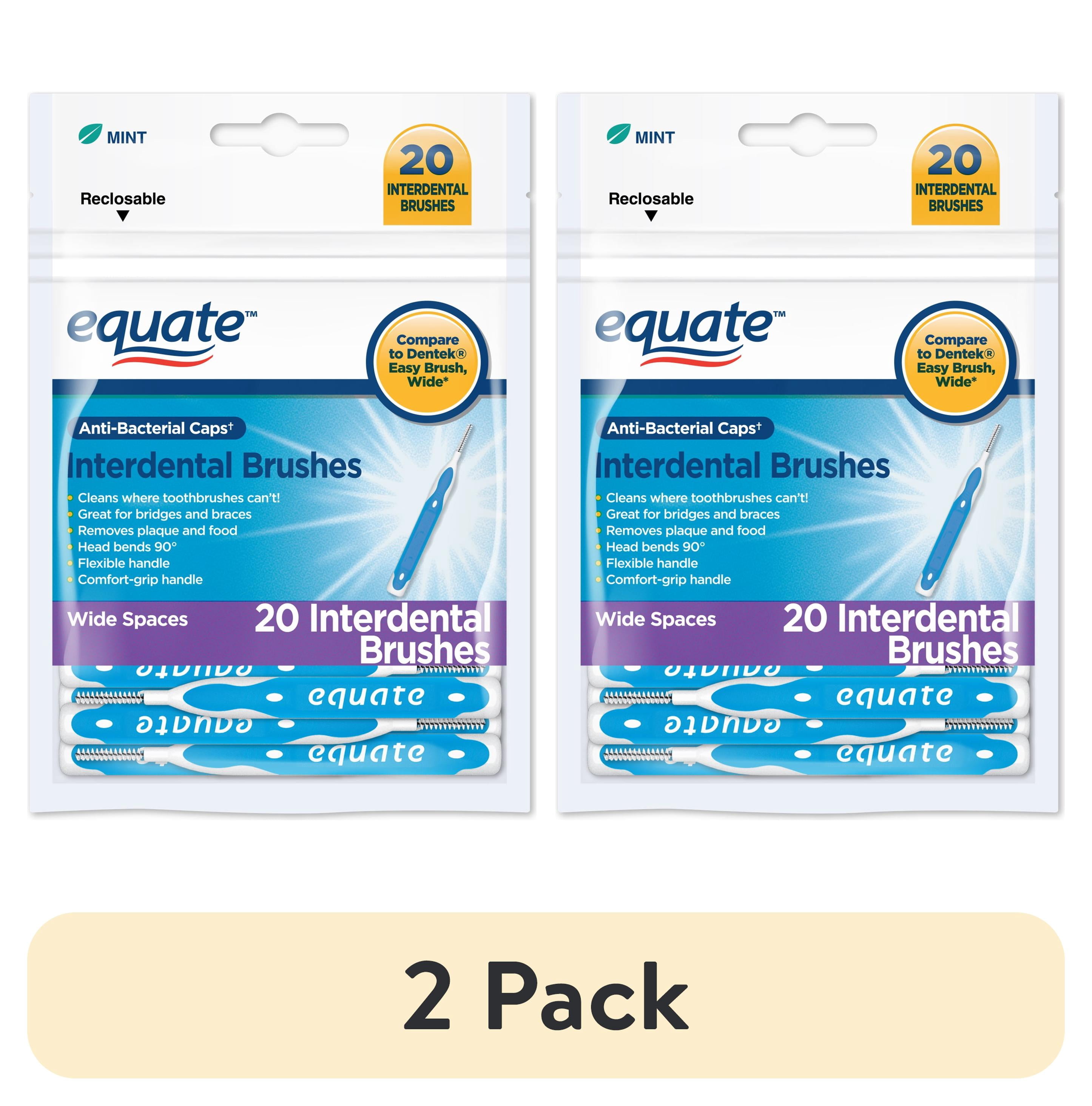 (2 pack) Equate Interdental Brushes, Mint, Wide, 20 Count