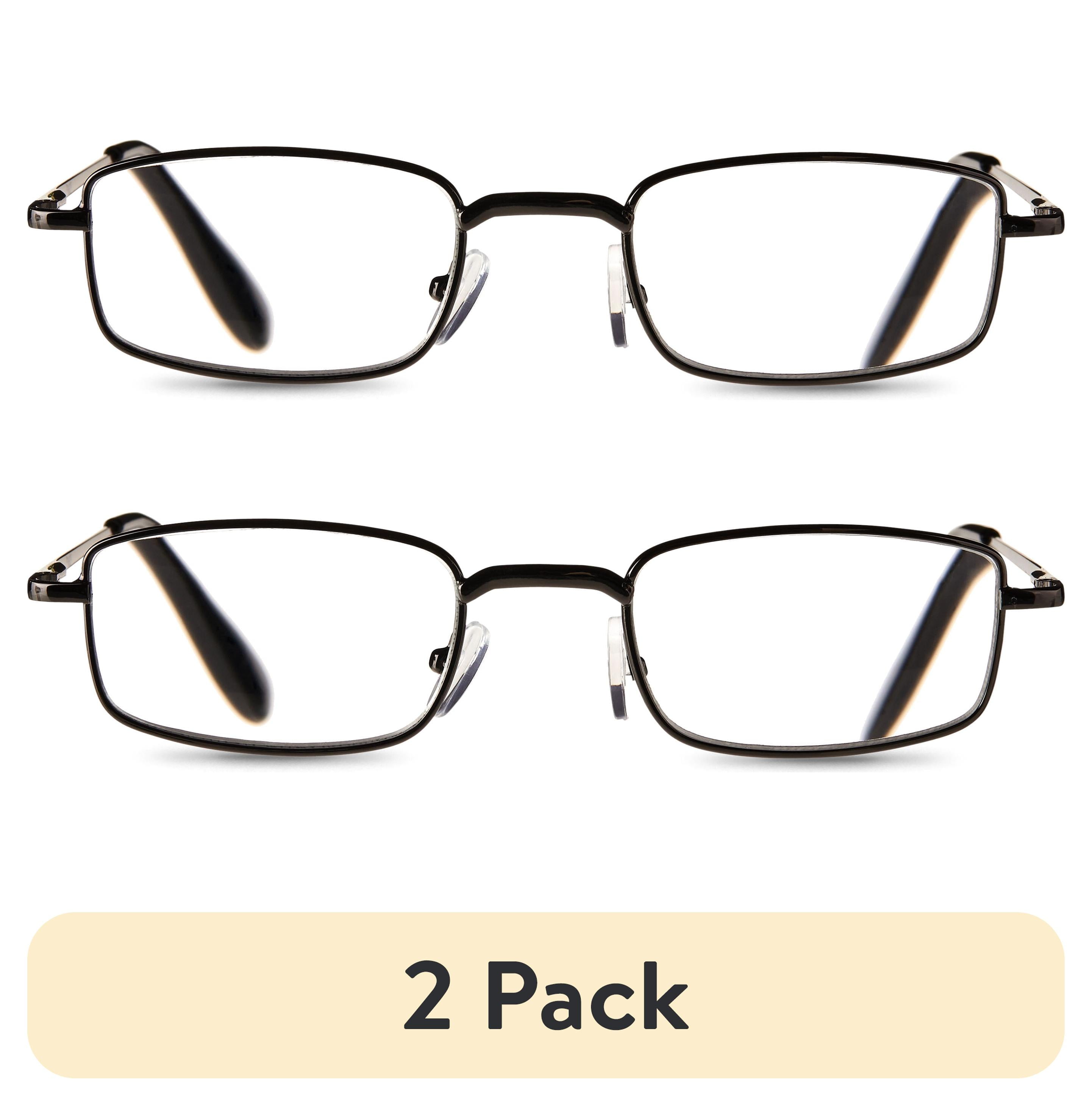 (2 pack) Equate Unisex Jordan Rectangular Reading Glasses with Case, Black/Gunmetal, +3.25, 2 Pack
