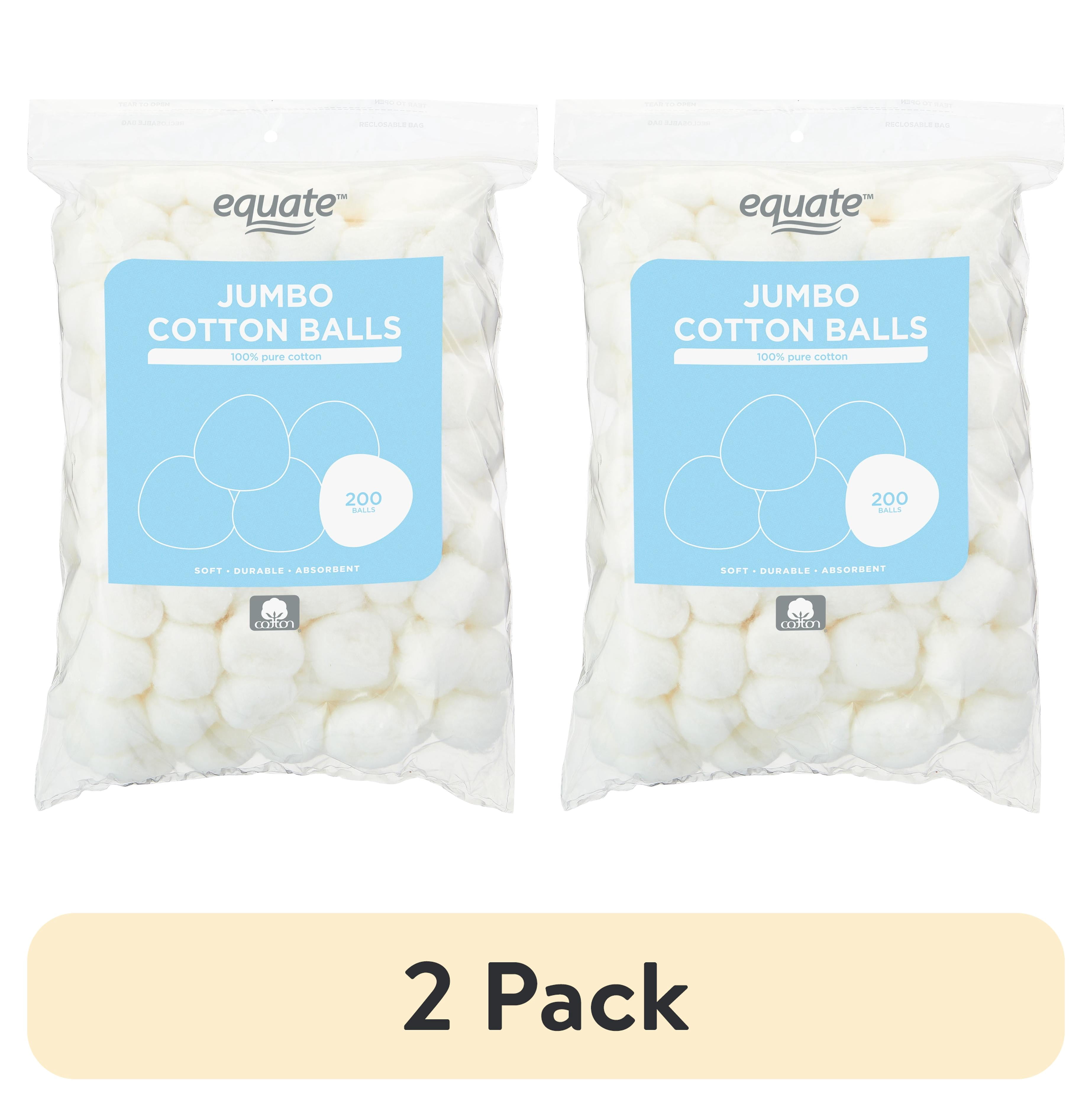 (2 pack) Equate Jumbo Cotton Balls, 200 Count