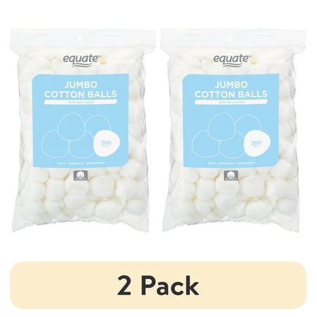 (2 pack) Equate Jumbo Cotton Balls, 200 Count