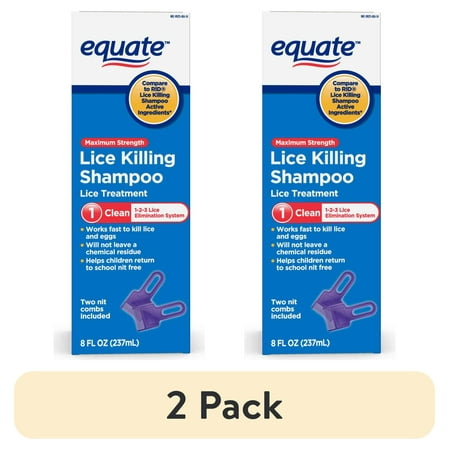 (2 pack) Equate Lice Killing Shampoo; Step 1 Lice Treatment for Kids and Adults, 8 oz